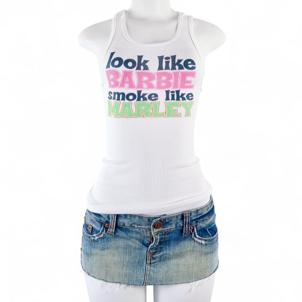 y2k barbie graphic ribbed tank